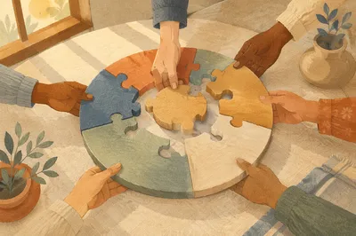 Hands Joining Wooden Puzzle in Unity