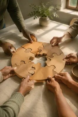 Hands Completing Wooden Puzzle in Unity