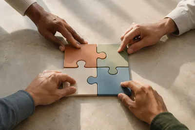 Hands Joining Puzzle Pieces in Harmony