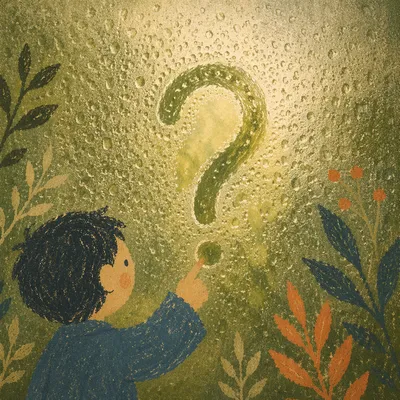 Glowing Question Mark on Misty Glass