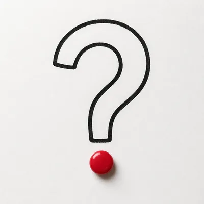 Minimalist Hand Drawn Question Mark with Red Dot