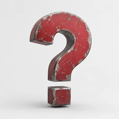 Distressed Crimson Question Mark Sculpture