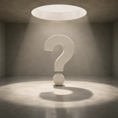 Large White Question Mark in Light