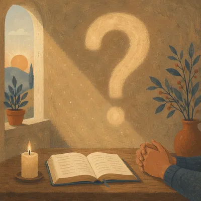 Golden Question Mark in Quiet Prayer Room