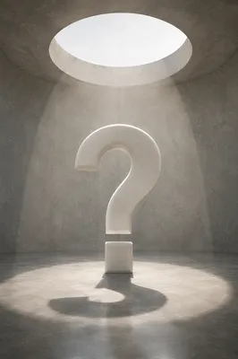 Large Question Mark in Minimal Studio