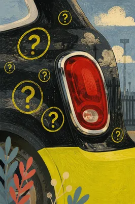 Abstract Car Panel with Question Marks