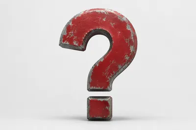 Distressed Crimson Question Mark Sculpture