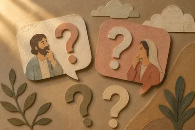 Layered Paper Question Marks in Warm Neutrals