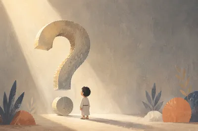 Monumental White Question Mark in Morning Light