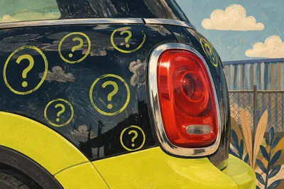Question Marks on Black Car Panel