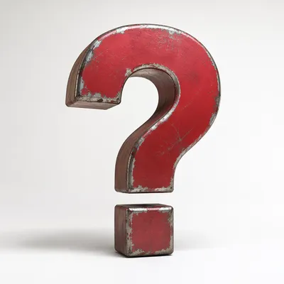 Distressed Crimson Question Mark Sculpture