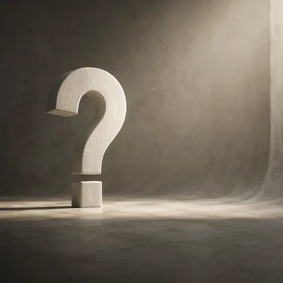 Large White Question Mark in Minimal Studio