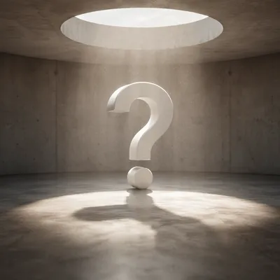 Large White Question Mark in Minimal Studio