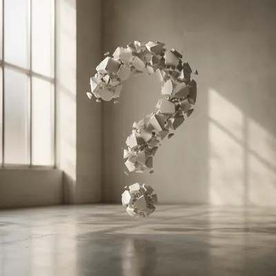 Floating Ceramic Question Mark in Soft Light