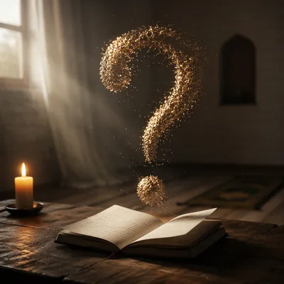 Glowing Question Mark Over Prayer Journal