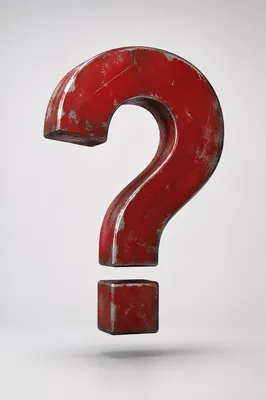 Distressed Crimson Question Mark Sculpture