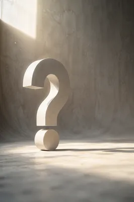 Large White Question Mark in Concrete Studio