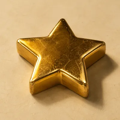 Shiny Gold Star Icon on Beige
