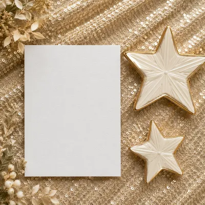 Golden Star Ornaments on Shimmering Background