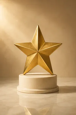 Elegant Gold Star Symbol on Pedestal