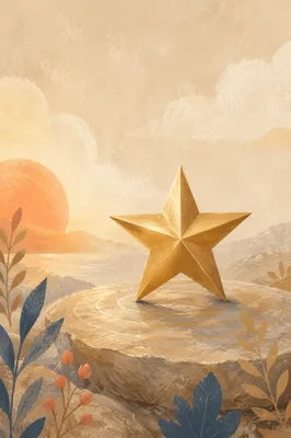 Golden Star of Hope on Stone