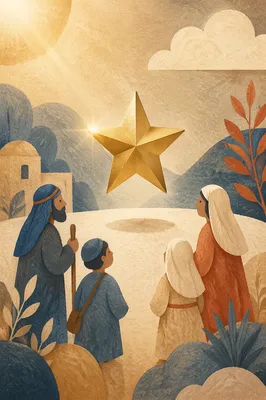 Shiny Gold Star on Cream Stone