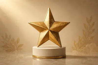 Elegant Gold Star Symbol on Pedestal
