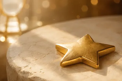 Polished Gold Star Emblem in Morning Light