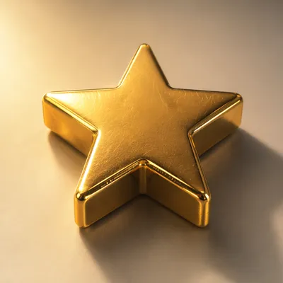 Shiny Gold Star Icon on Beige