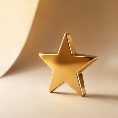Shiny Gold Star Icon on Cream