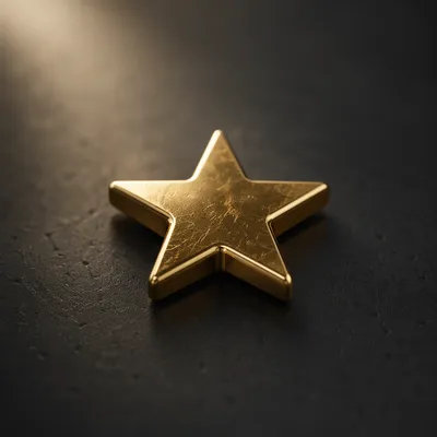 Glossy Gold Star Icon on Charcoal