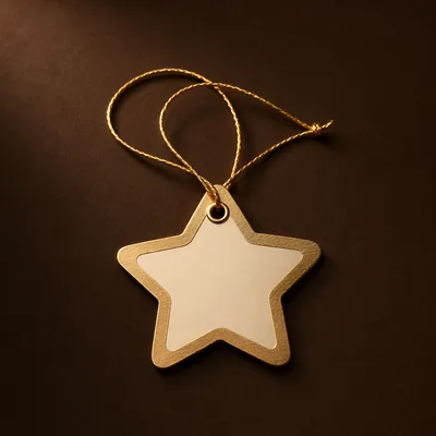 Gold Star Ornament on Brown Background
