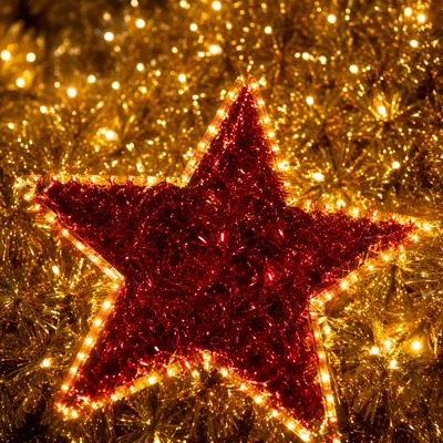Radiant Red Star with Golden Lights