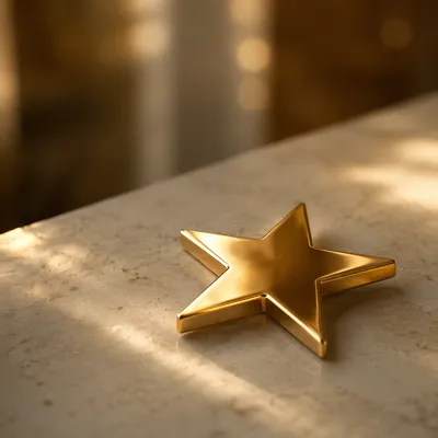 Polished Gold Star Emblem in Morning Light