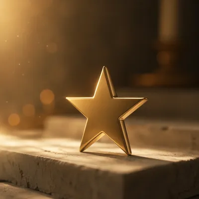 Shiny Gold Star on Cream Stone