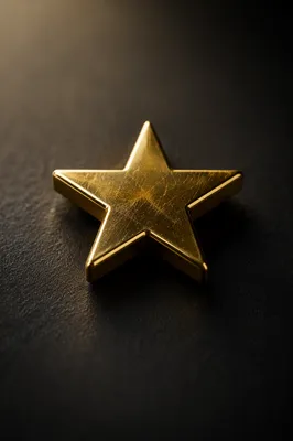 Glossy Gold Star Icon on Charcoal