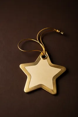 Golden Star Ornament on Brown Background