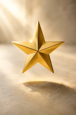 Shiny Gold Star on Cream Stone