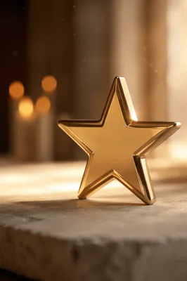 Shiny Gold Star on Cream Stone
