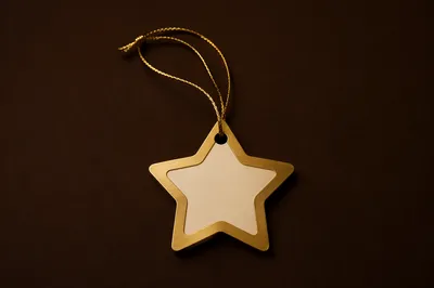 Gold Star Ornament on Brown Background