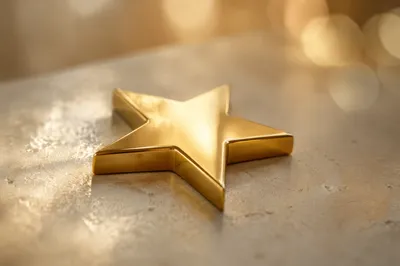Polished Gold Star Emblem in Morning Light