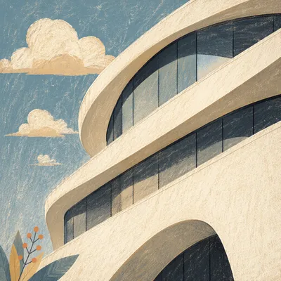 Modern Curved Facade in Soft Light