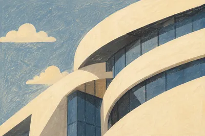 Modern Building Curves in Golden Light