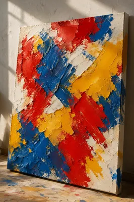 Bold Primary Brushstrokes on Sunlit Canvas