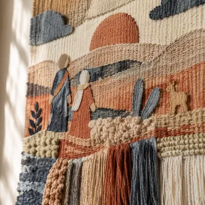 Abstract Woven Tapestry Texture in Soft Light