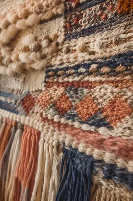 Abstract Woven Tapestry Texture Close-Up