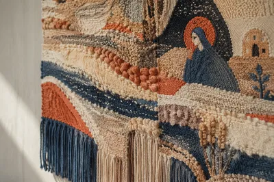 Abstract Woven Tapestry Texture in Soft Light