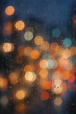 Rainy Night Bokeh Lights Background