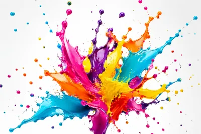 Vibrant Paint Splash on White Background