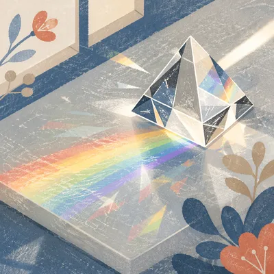 Crystal Prism Rainbow Reflection Close Up